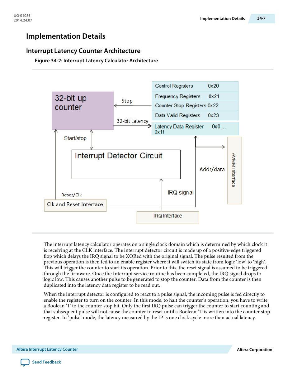 Implementation details, Interrupt latency counter architecture, Implementation details -7 | Interrupt latency counter architecture -7 | Altera Embedded Peripherals IP User Manual | Page 335 / 336