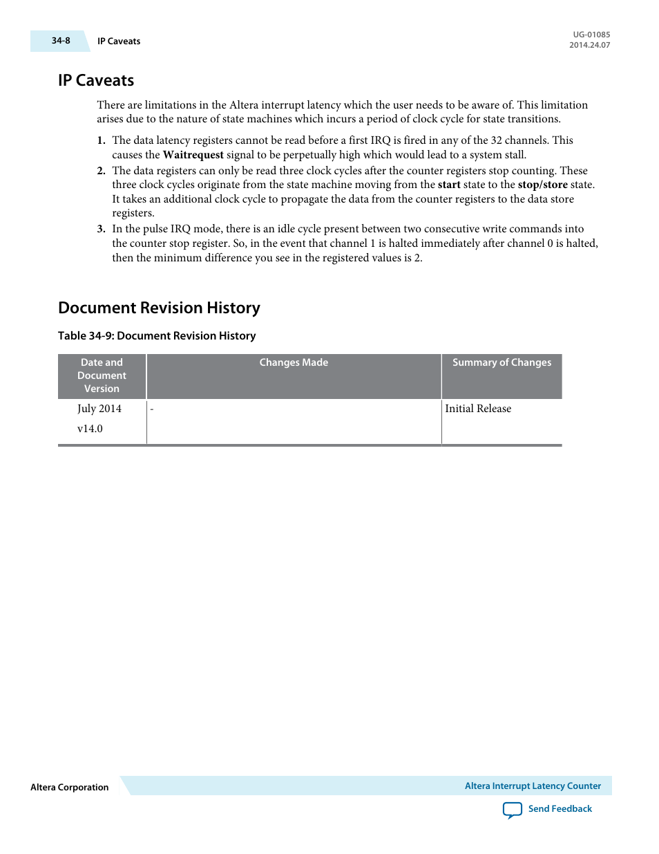 Ip caveats, Document revision history, Ip caveats -8 | Document revision history -8 | Altera Embedded Peripherals IP User Manual | Page 336 / 336