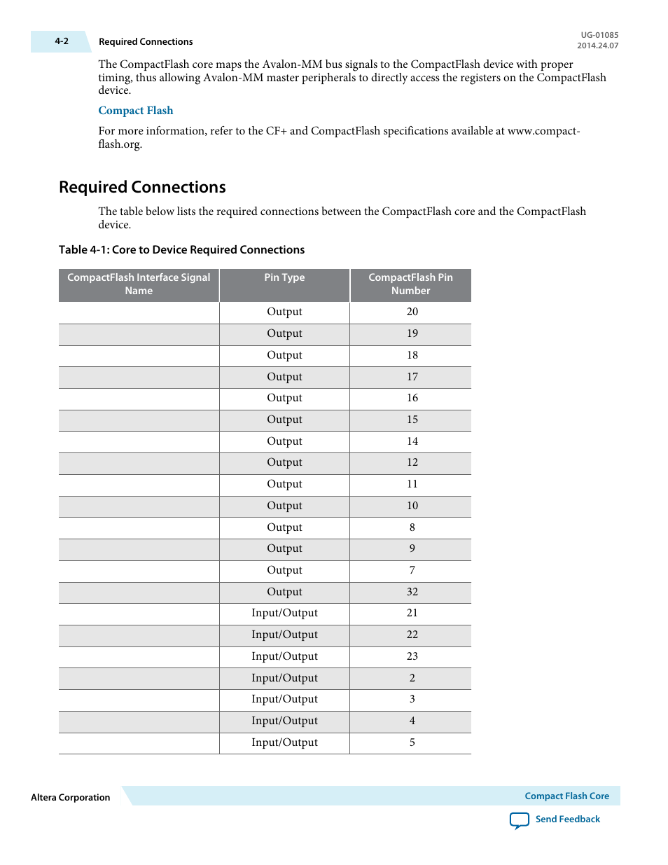 Required connections, Required connections -2 | Altera Embedded Peripherals IP User Manual | Page 42 / 336