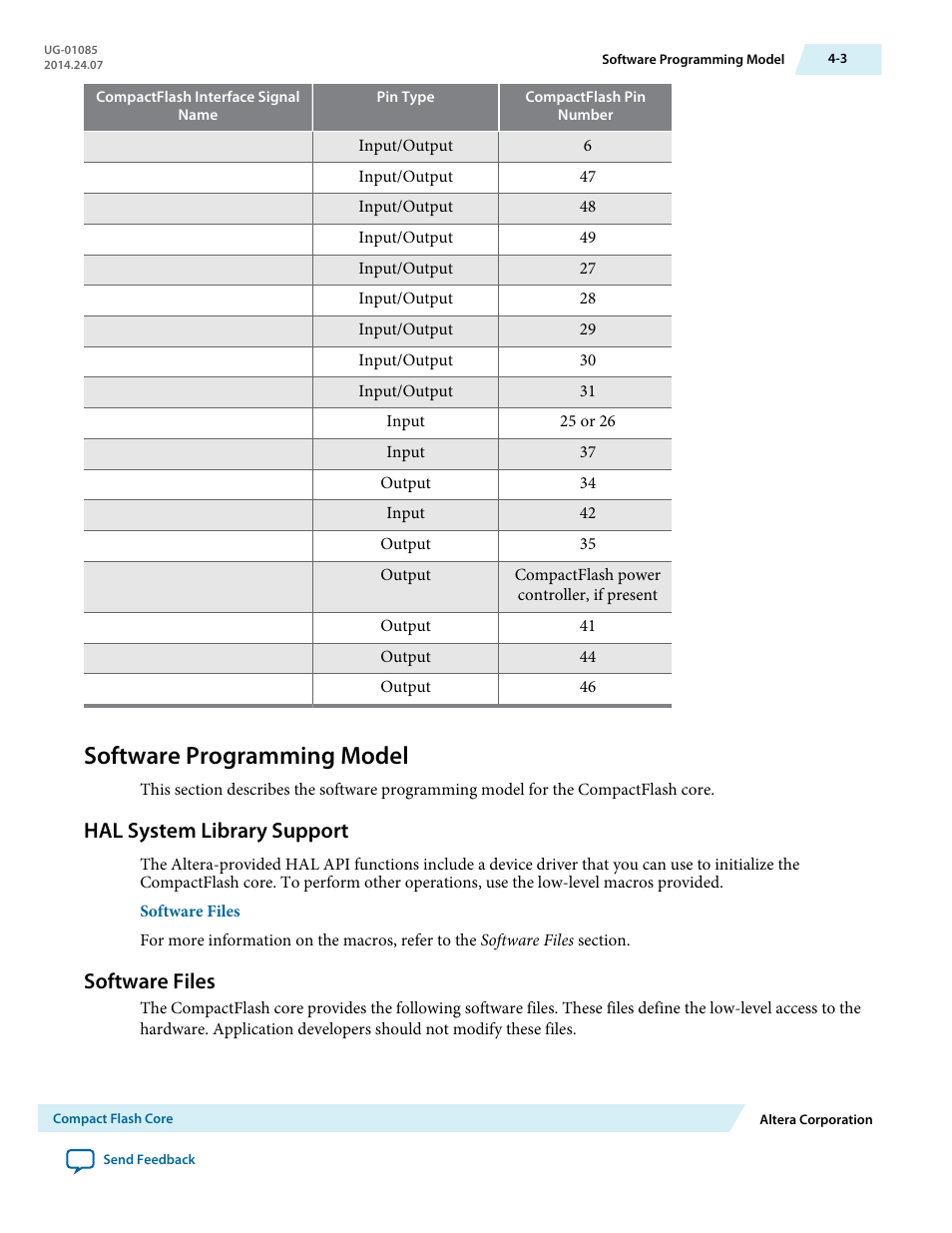 Software programming model, Hal system library support, Software files | Software programming model -3, Hal system library support -3, Software files -3 | Altera Embedded Peripherals IP User Manual | Page 43 / 336