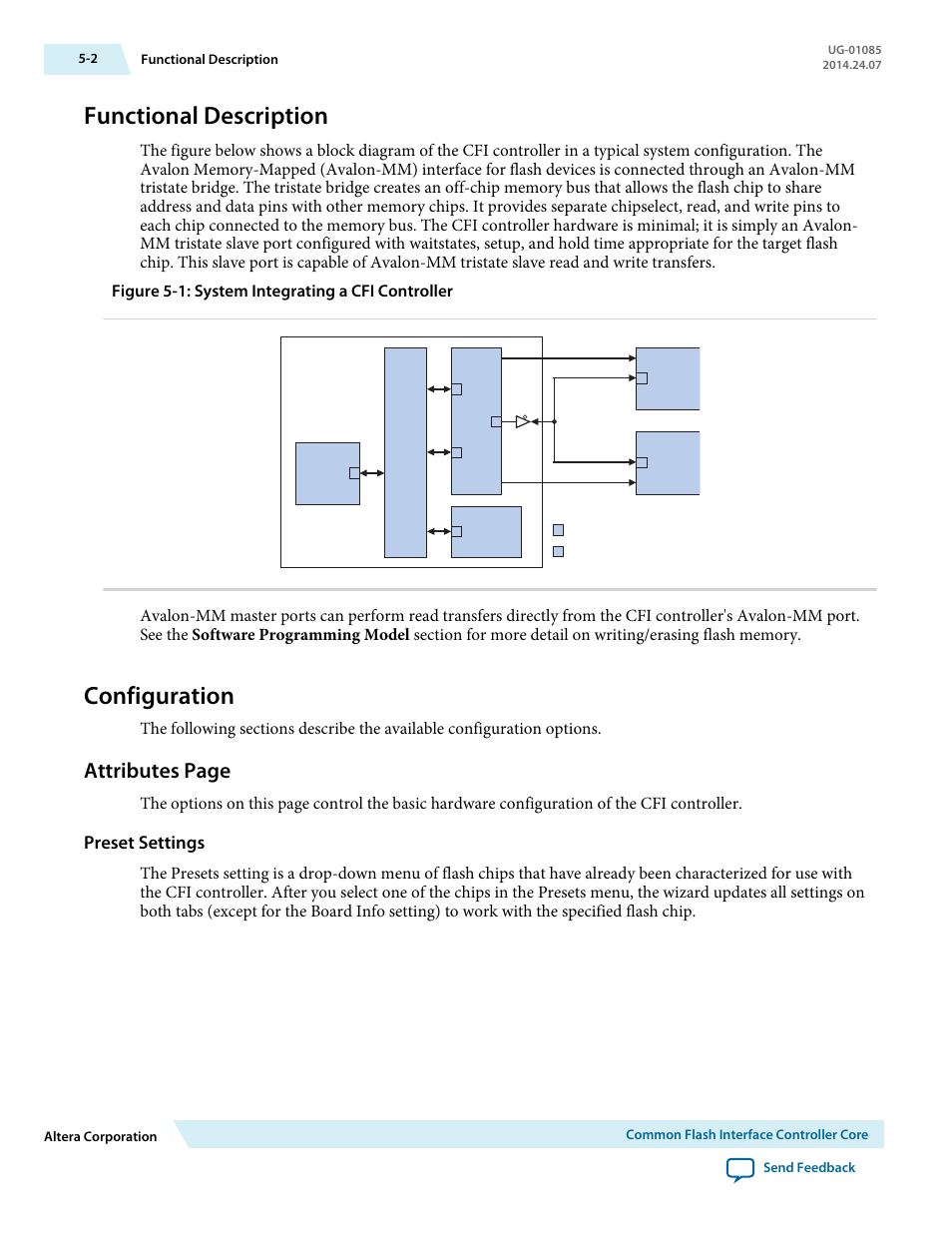 Functional description, Configuration, Preset settings | Functional description -2, Configuration -2, Attributes page | Altera Embedded Peripherals IP User Manual | Page 48 / 336