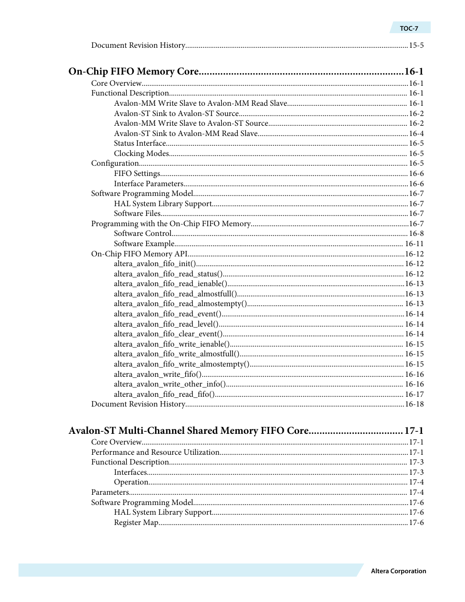 Altera Embedded Peripherals IP User Manual | Page 7 / 336