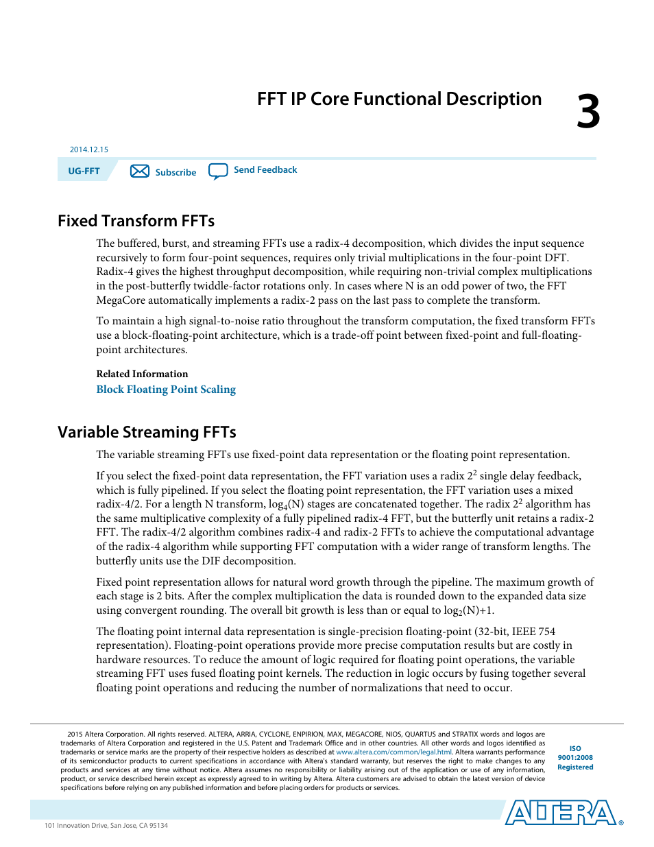Fft ip core functional description, Fixed transform ffts, Variable streaming ffts | Fft ip core functional description -1, Fixed transform ffts -1, Variable streaming ffts -1 | Altera FFT MegaCore Function User Manual | Page 24 / 50