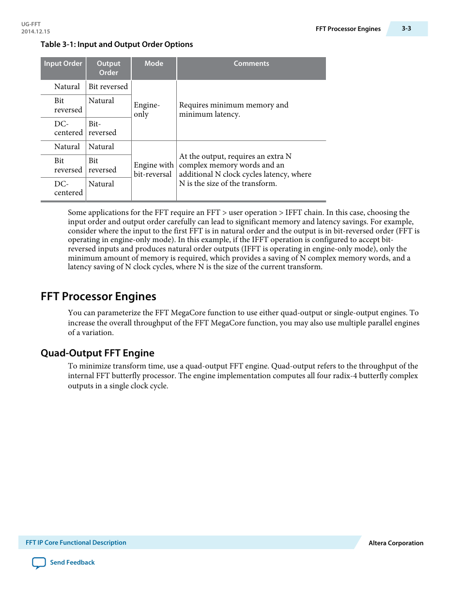 Fft processor engines, Quad-output fft engine, Fft processor engines -3 | Quad-output fft engine -3 | Altera FFT MegaCore Function User Manual | Page 26 / 50