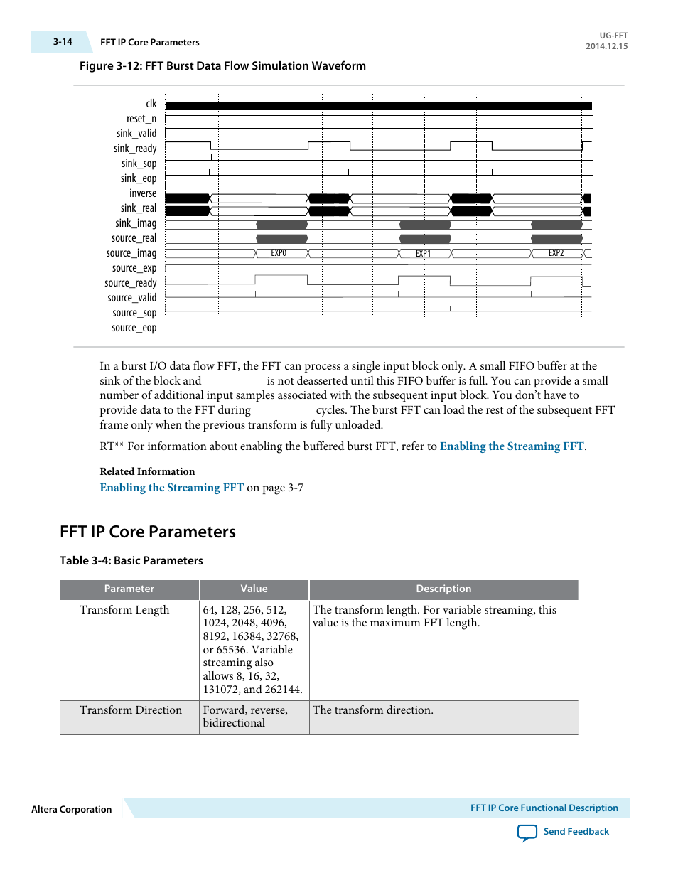 Fft ip core parameters, Fft ip core parameters -14 | Altera FFT MegaCore Function User Manual | Page 37 / 50