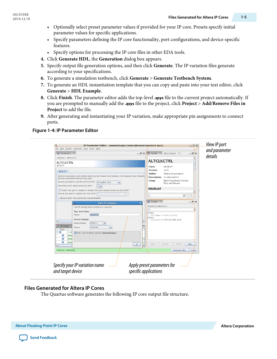 Files generated for altera ip cores | Altera Floating-Point User Manual | Page 11 / 157