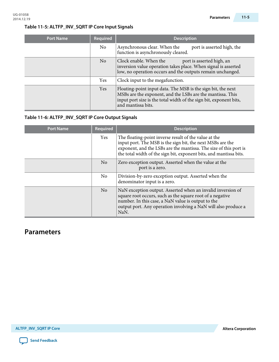 Parameters, Parameters -5 | Altera Floating-Point User Manual | Page 91 / 157