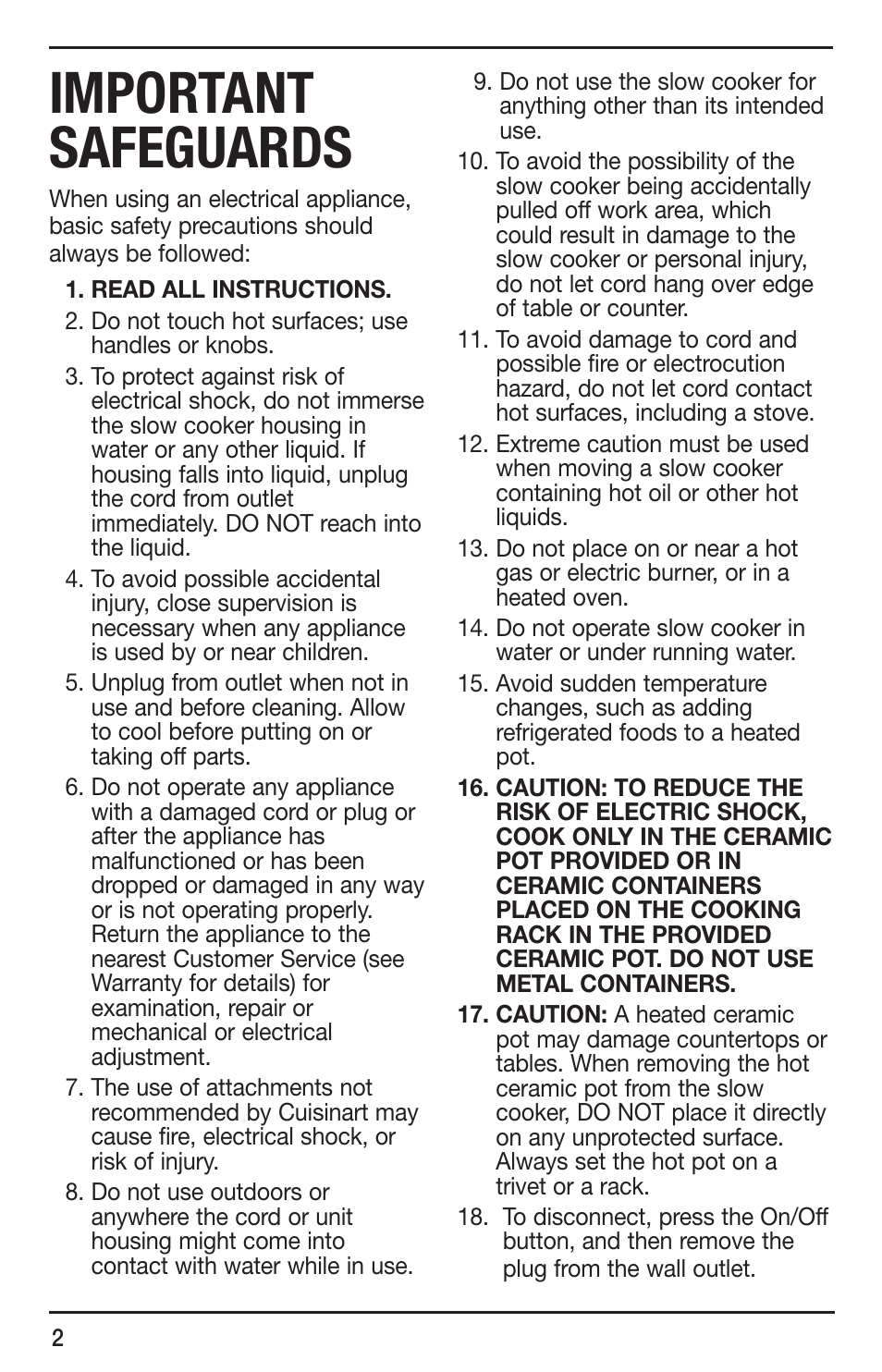 Important safeguards | Cuisinart SC-400 User Manual | Page 2 / 13