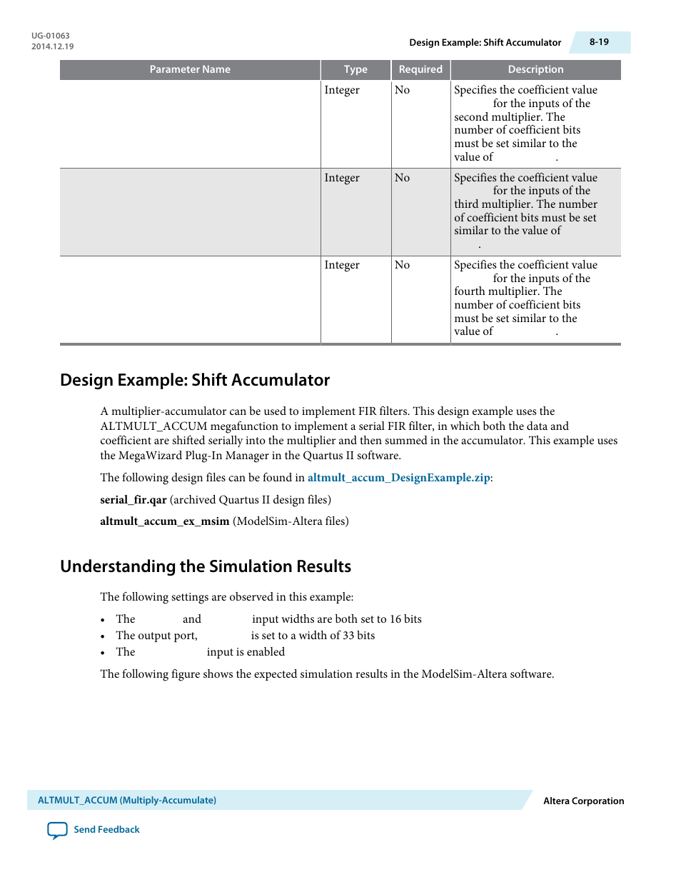 Design example: shift accumulator, Understanding the simulation results, Design example: shift accumulator -19 | Understanding the simulation results -19 | Altera Integer Arithmetic IP User Manual | Page 100 / 157