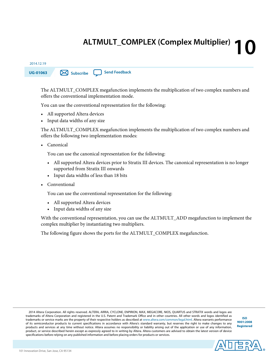 Altmult_complex (complex multiplier), Altmult_complex (complex multiplier) -1 | Altera Integer Arithmetic IP User Manual | Page 138 / 157