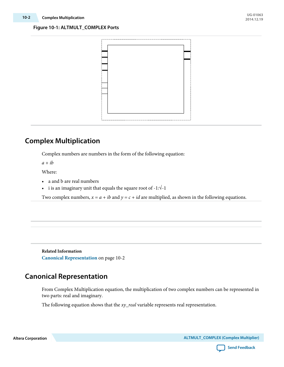 Complex multiplication, Canonical representation, Complex multiplication -2 | Canonical representation -2 | Altera Integer Arithmetic IP User Manual | Page 139 / 157