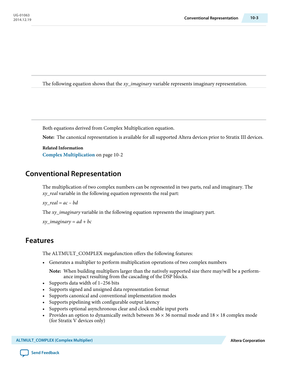 Conventional representation, Features, Conventional representation -3 | Features -3 | Altera Integer Arithmetic IP User Manual | Page 140 / 157