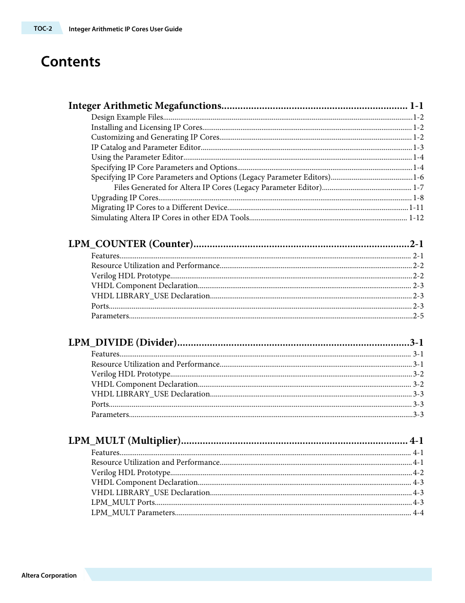 Altera Integer Arithmetic IP User Manual | Page 2 / 157