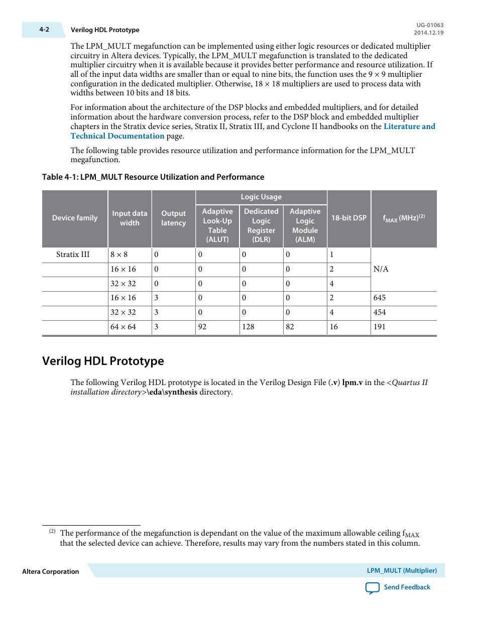 Verilog hdl prototype, Verilog hdl prototype -2 | Altera Integer Arithmetic IP User Manual | Page 33 / 157