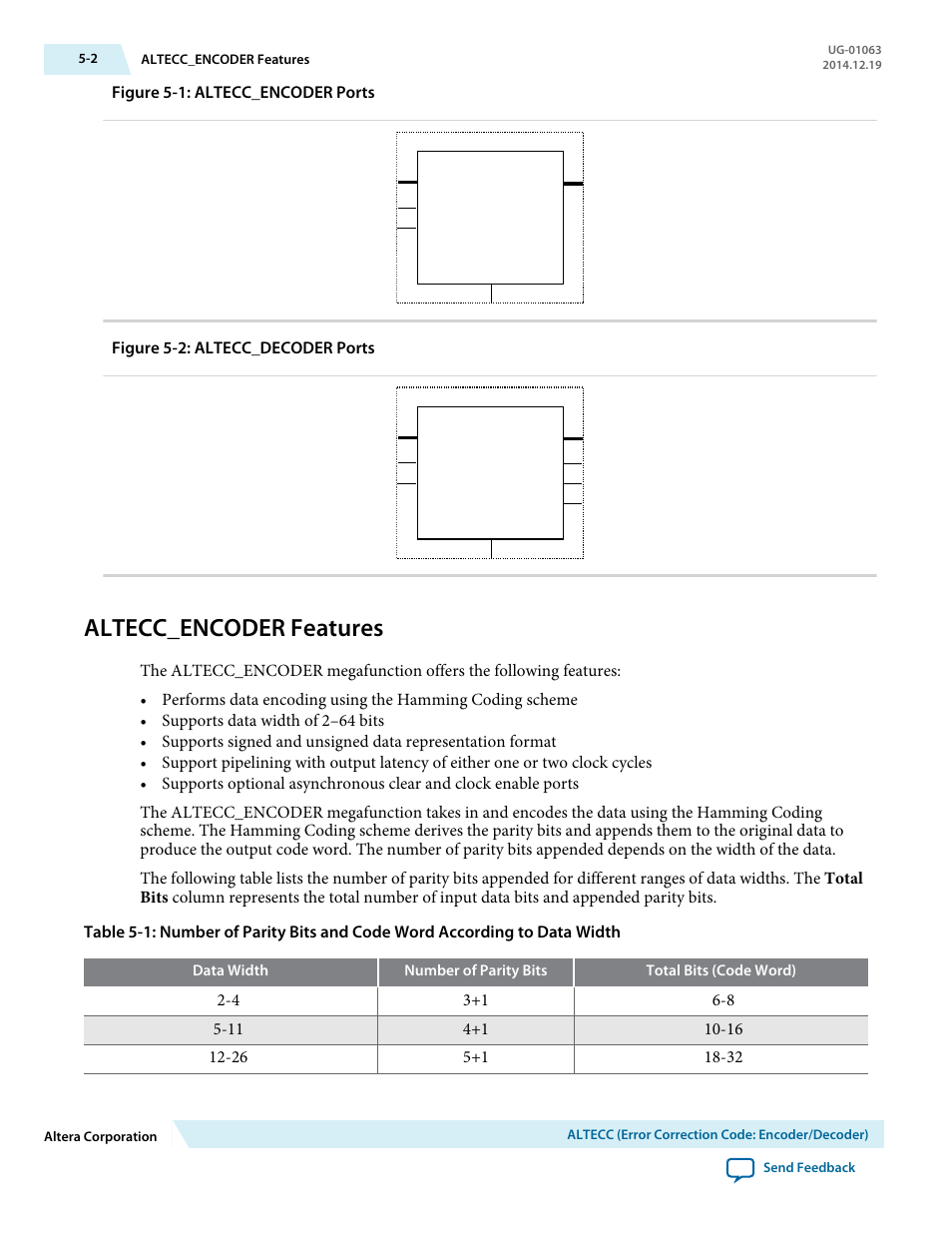 Altecc_encoder features, Altecc_encoder features -2 | Altera Integer Arithmetic IP User Manual | Page 40 / 157