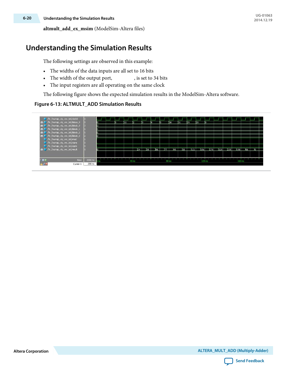 Understanding the simulation results, Understanding the simulation results -20 | Altera Integer Arithmetic IP User Manual | Page 73 / 157