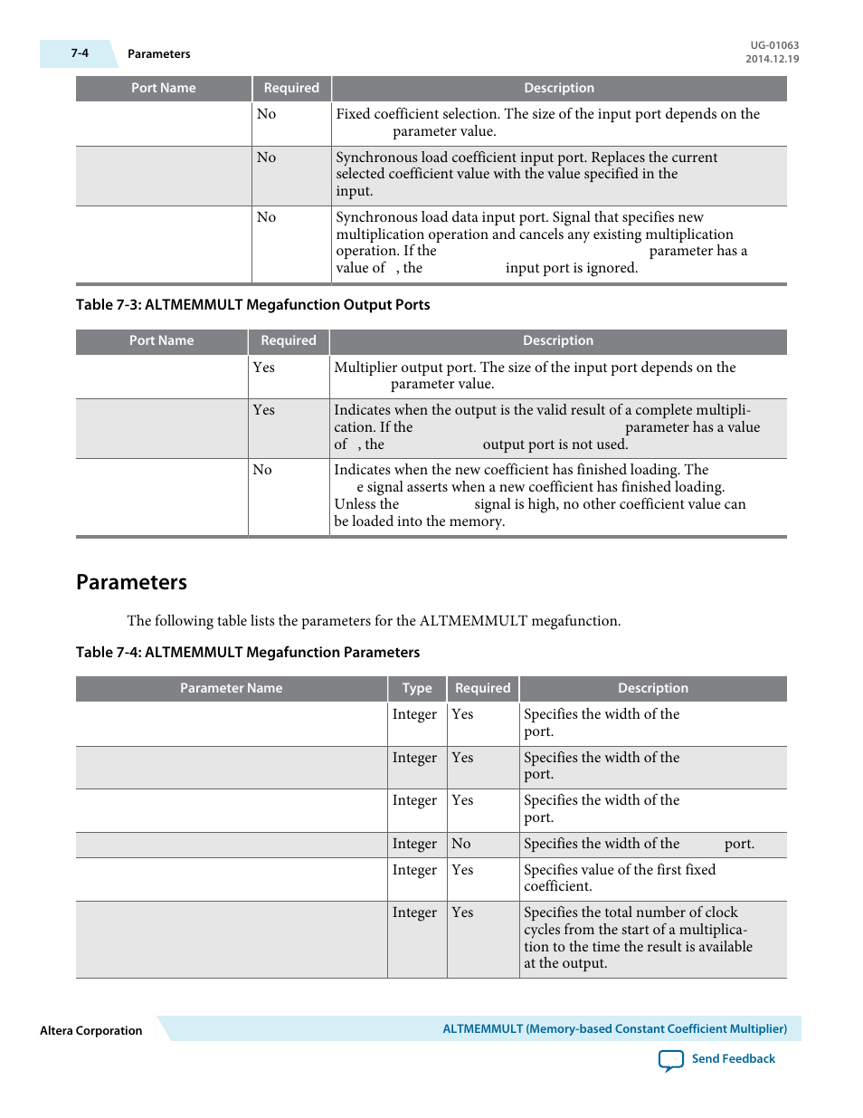 Parameters, Parameters -4 | Altera Integer Arithmetic IP User Manual | Page 77 / 157