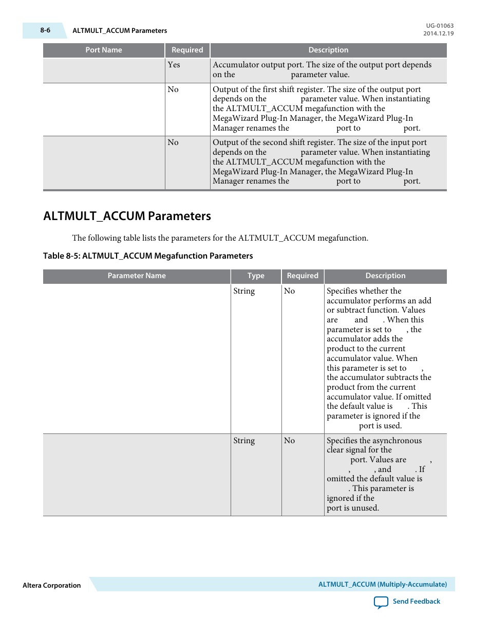 Altmult_accum parameters, Altmult_accum parameters -6 | Altera Integer Arithmetic IP User Manual | Page 87 / 157