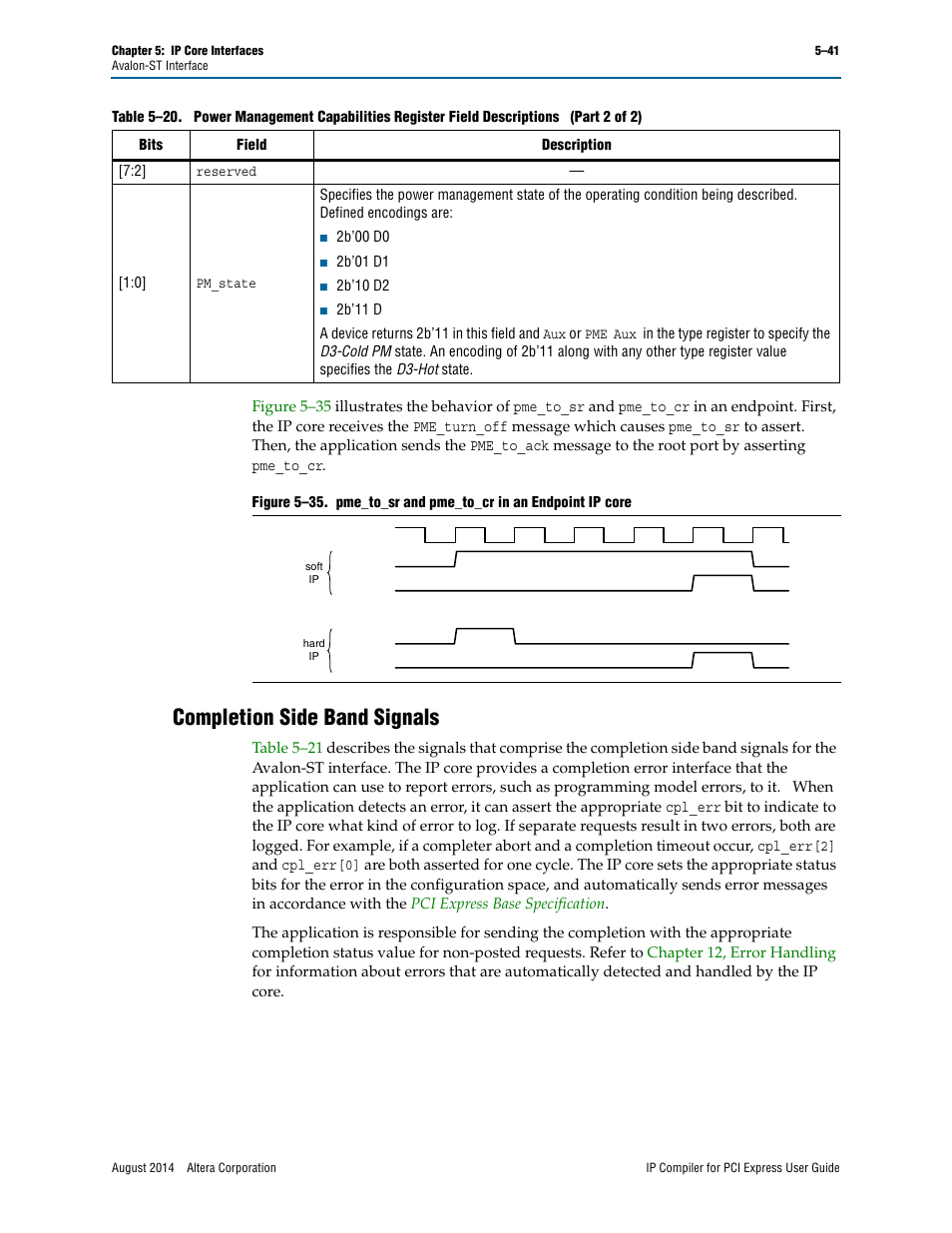 Completion side band signals | Altera IP Compiler for PCI Express User Manual | Page 127 / 372