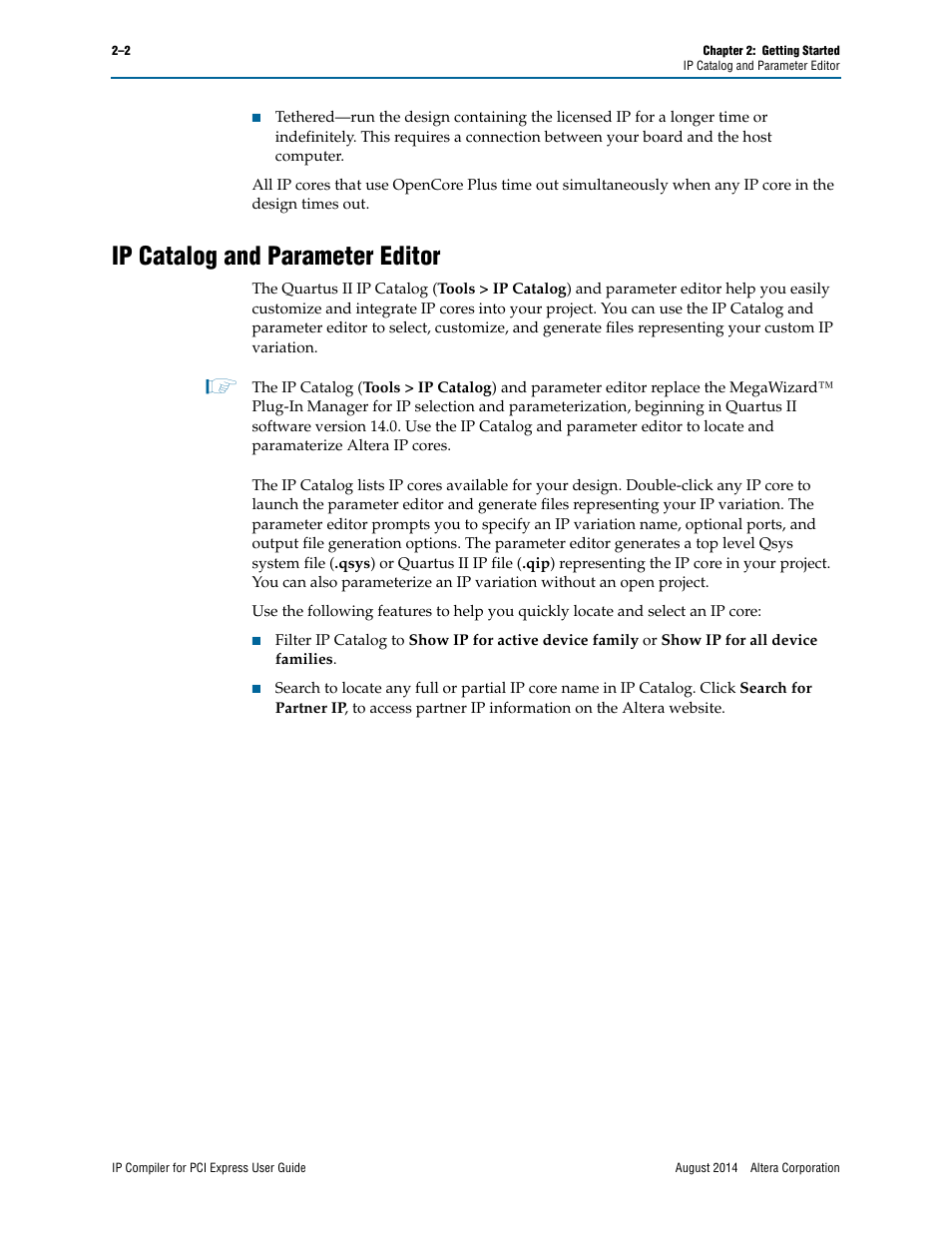 Ip catalog and parameter editor | Altera IP Compiler for PCI Express User Manual | Page 18 / 372