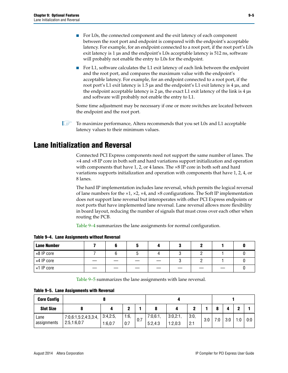 Lane initialization and reversal | Altera IP Compiler for PCI Express User Manual | Page 187 / 372