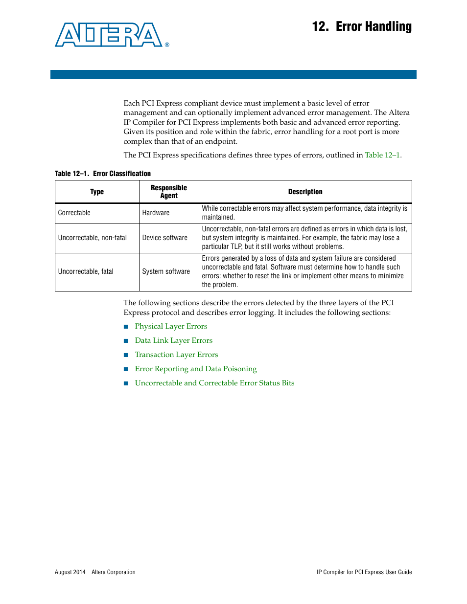 Error handling | Altera IP Compiler for PCI Express User Manual | Page 203 / 372