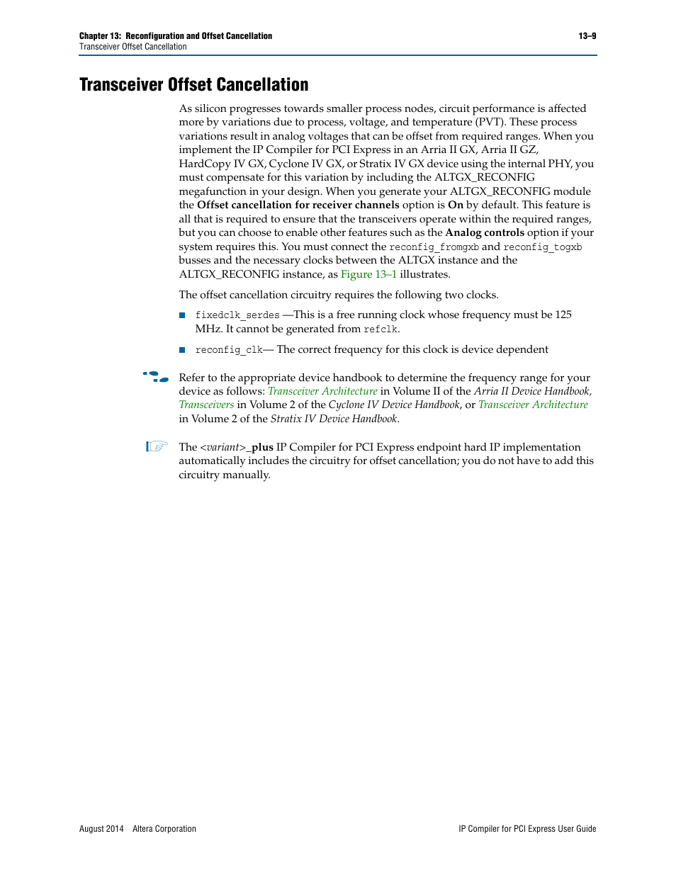 Transceiver offset cancellation | Altera IP Compiler for PCI Express User Manual | Page 219 / 372