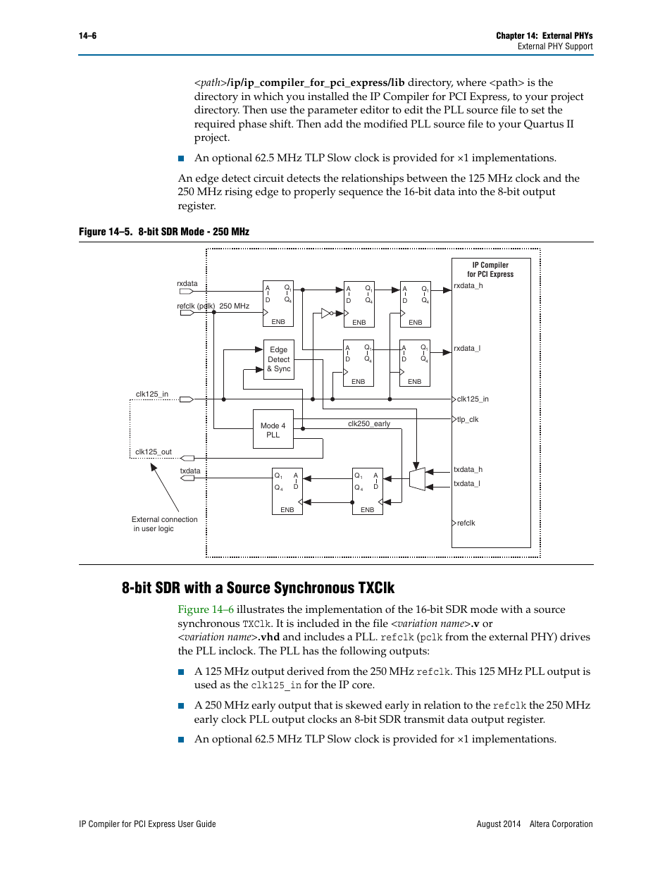 Bit sdr with a source synchronous txclk | Altera IP Compiler for PCI Express User Manual | Page 226 / 372