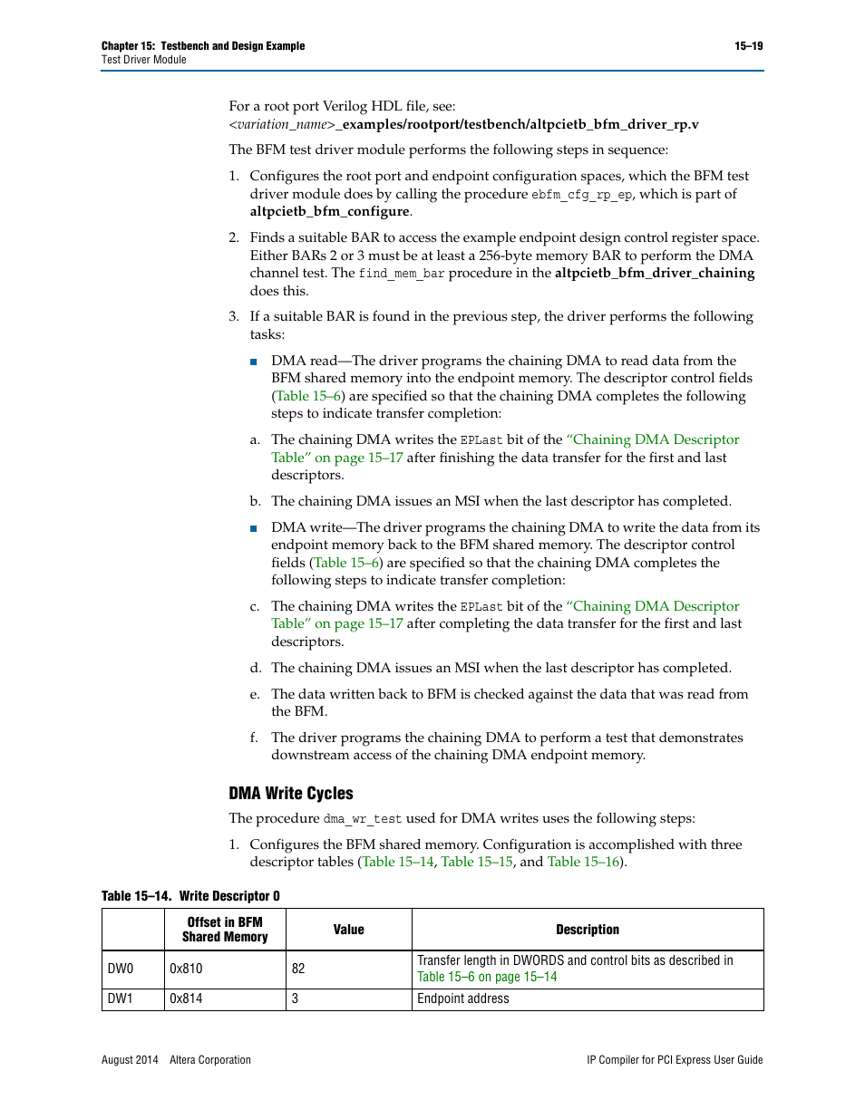 Dma write cycles | Altera IP Compiler for PCI Express User Manual | Page 251 / 372