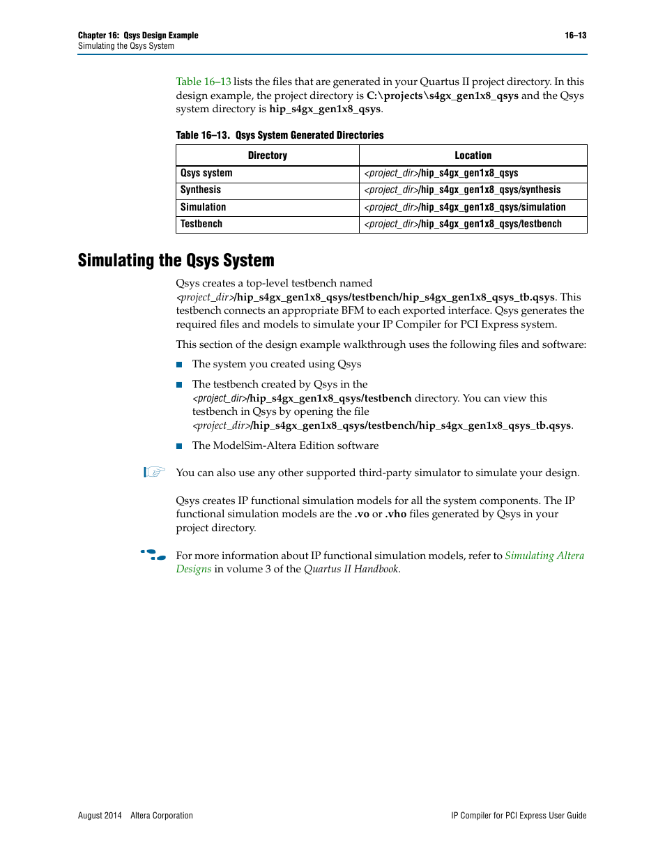 Simulating the qsys system | Altera IP Compiler for PCI Express User Manual | Page 301 / 372