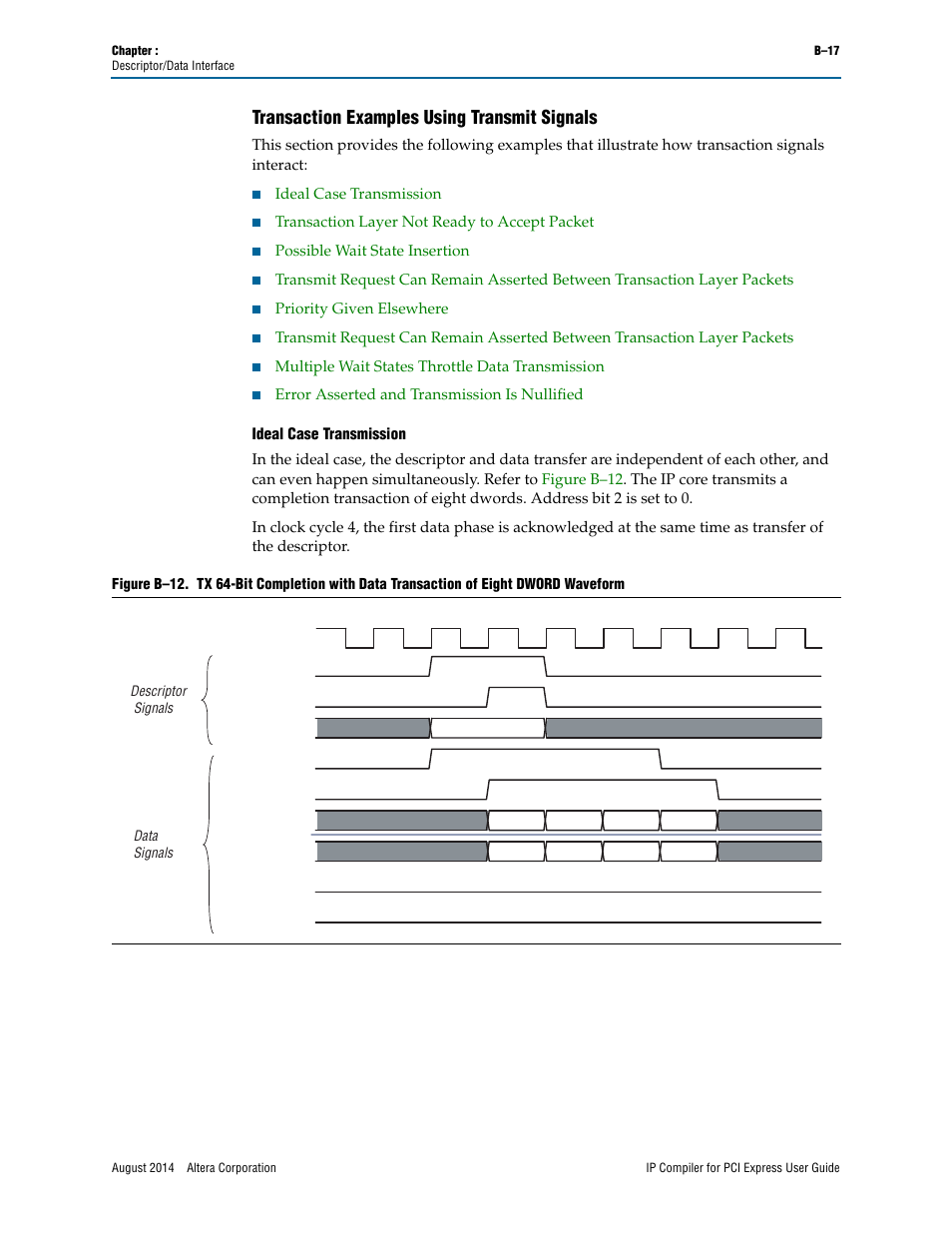 Transaction examples using transmit signals | Altera IP Compiler for PCI Express User Manual | Page 335 / 372