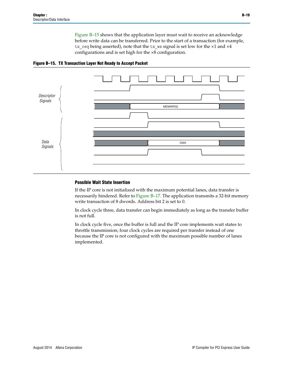 Possible wait state insertion | Altera IP Compiler for PCI Express User Manual | Page 337 / 372