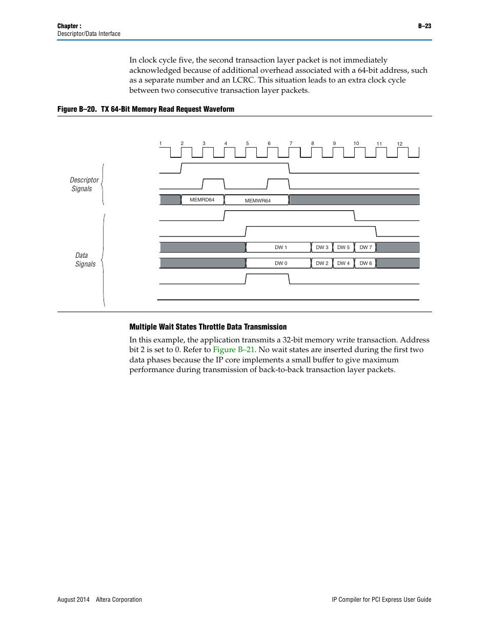 Multiple wait states throttle data transmission | Altera IP Compiler for PCI Express User Manual | Page 341 / 372