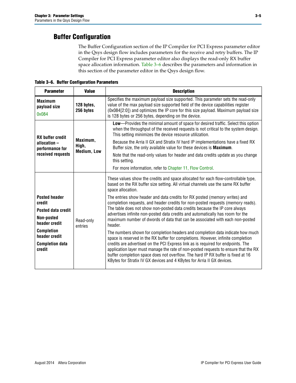 Buffer configuration | Altera IP Compiler for PCI Express User Manual | Page 41 / 372