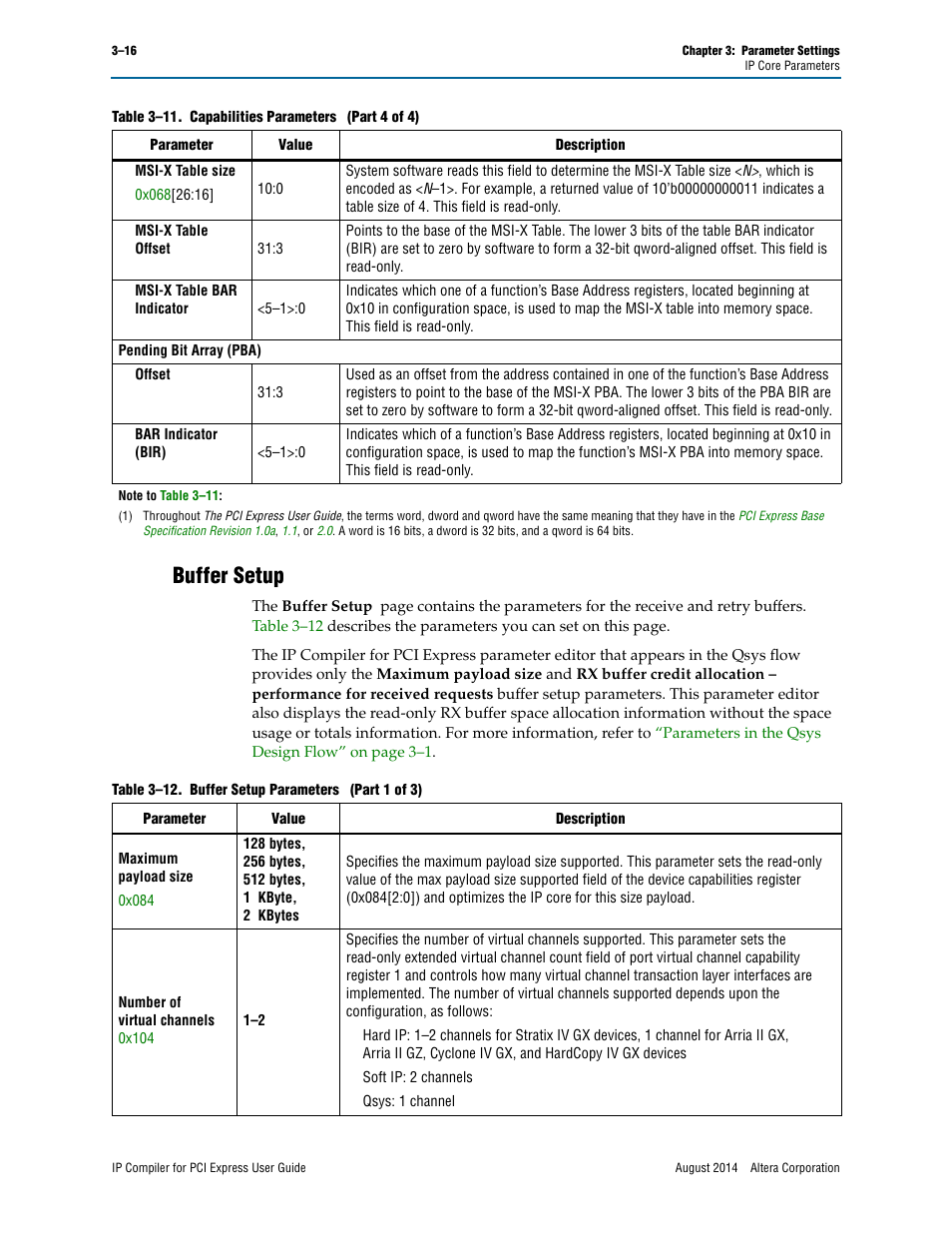 Buffer setup | Altera IP Compiler for PCI Express User Manual | Page 52 / 372