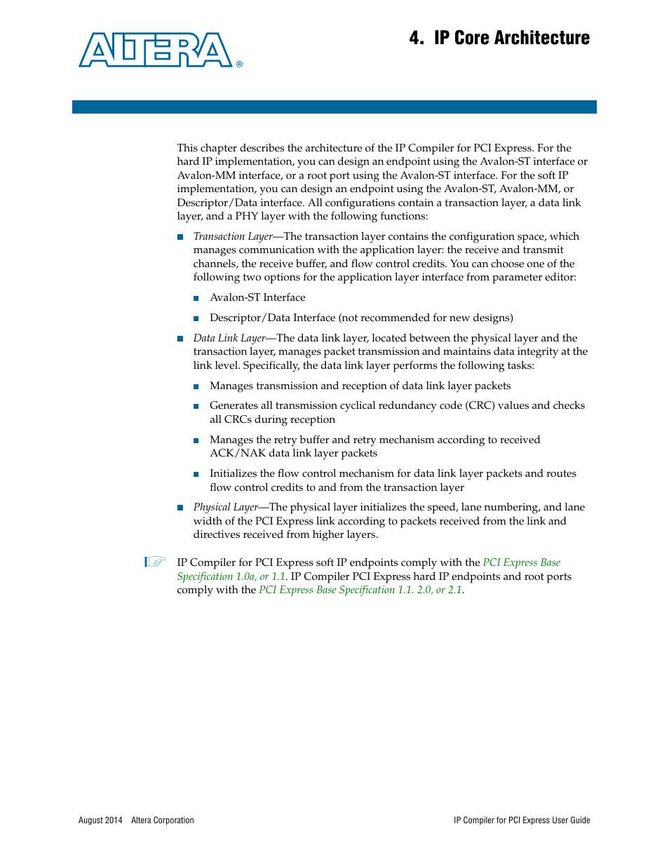 Ip core architecture | Altera IP Compiler for PCI Express User Manual | Page 59 / 372