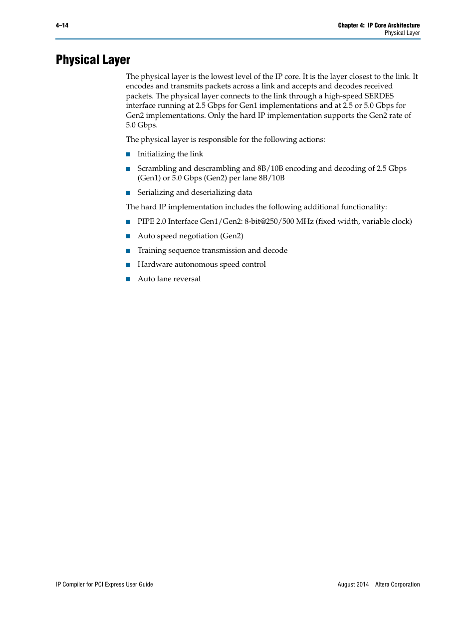 Physical layer | Altera IP Compiler for PCI Express User Manual | Page 72 / 372