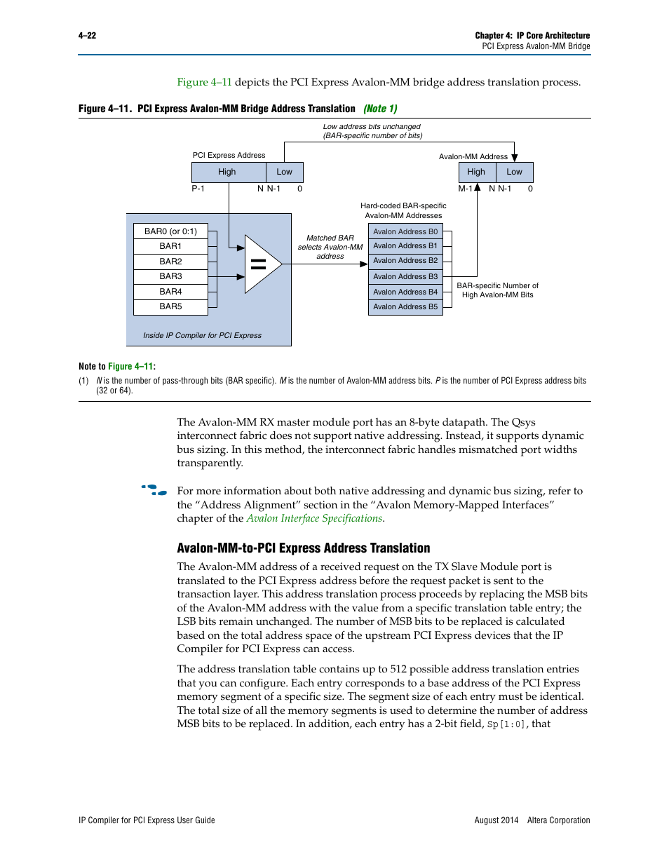 Avalon-mm-to-pci express address translation | Altera IP Compiler for PCI Express User Manual | Page 80 / 372