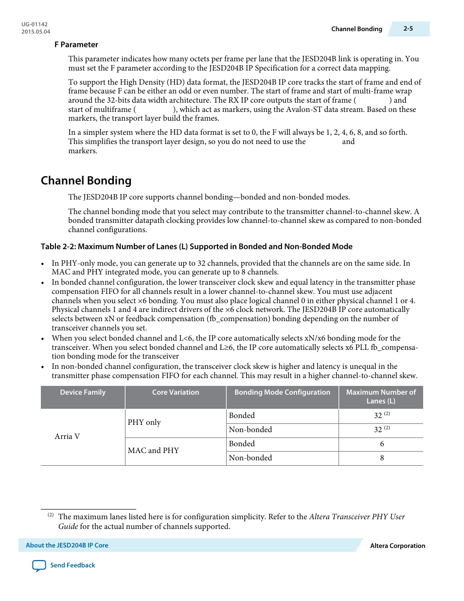 Channel bonding, Channel bonding -5 | Altera JESD204B IP User Manual | Page 10 / 158