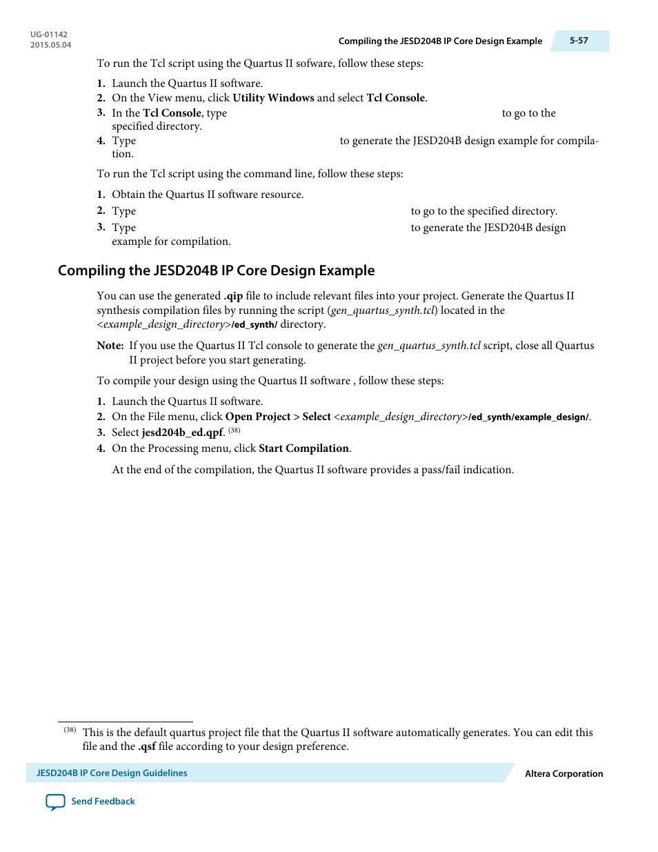 Compiling the jesd204b ip core design example, Compiling the jesd204b ip core design example -57 | Altera JESD204B IP User Manual | Page 138 / 158