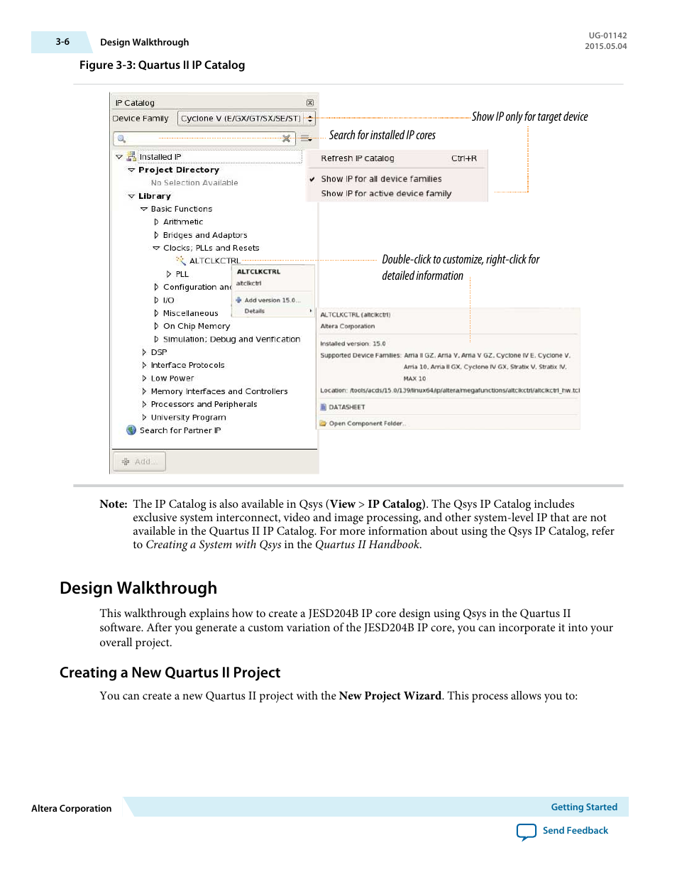 Design walkthrough, Creating a new quartus ii project, Design walkthrough -6 | Creating a new quartus ii project -6 | Altera JESD204B IP User Manual | Page 20 / 158