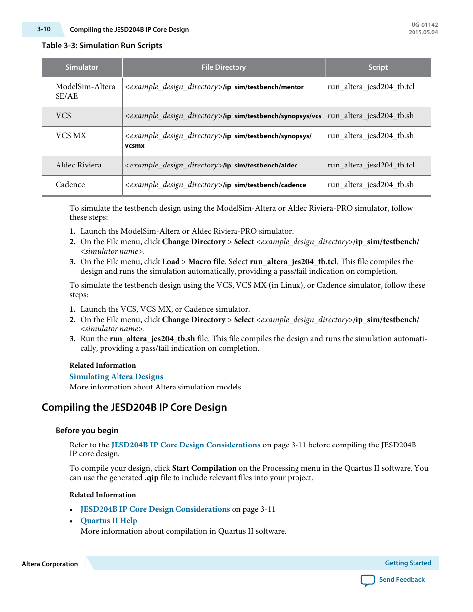 Compiling the jesd204b ip core design, Compiling the jesd204b ip core design -10 | Altera JESD204B IP User Manual | Page 24 / 158