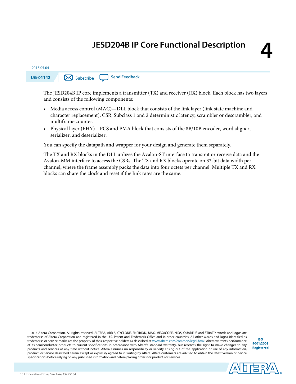Jesd204b ip core functional description, Jesd204b ip core functional description -1 | Altera JESD204B IP User Manual | Page 38 / 158
