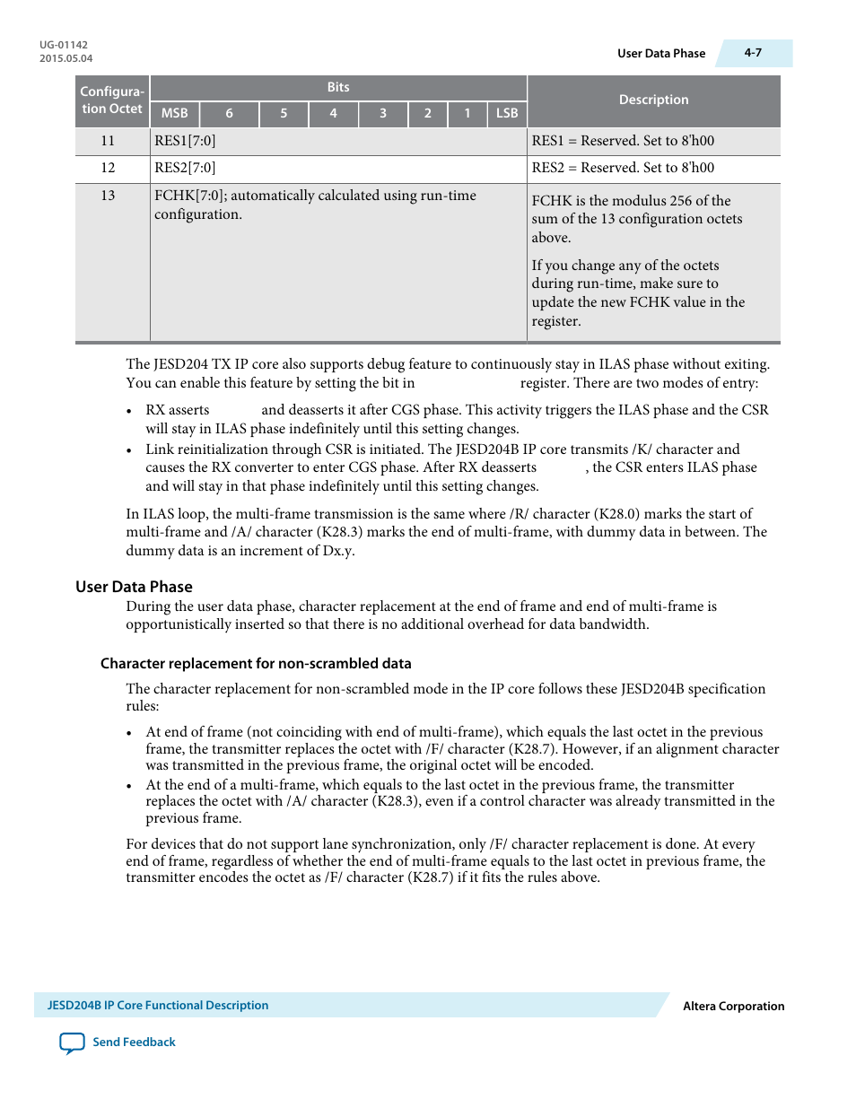 User data phase | Altera JESD204B IP User Manual | Page 44 / 158