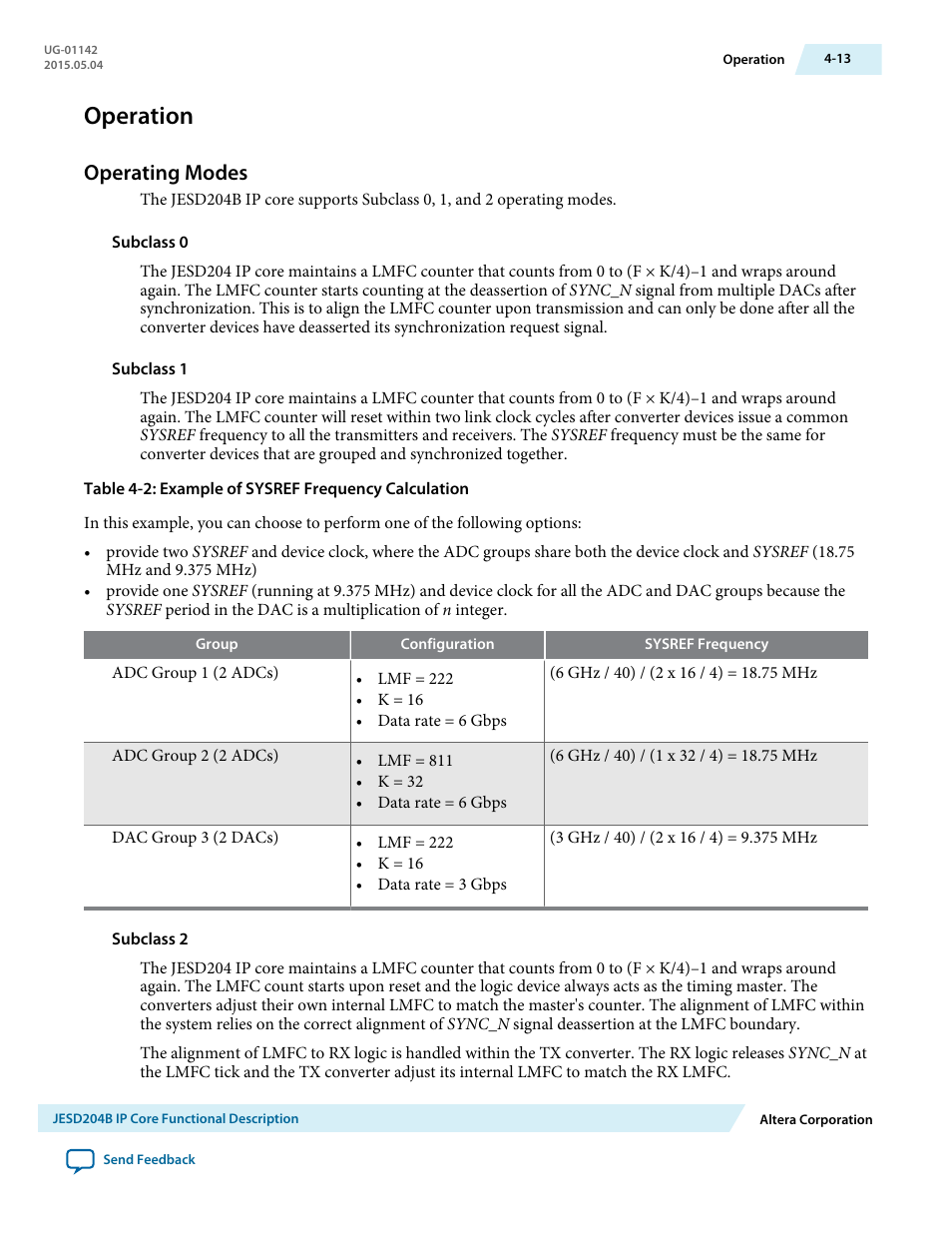 Operation, Operating modes, Operation -13 | Operating modes -13 | Altera JESD204B IP User Manual | Page 50 / 158