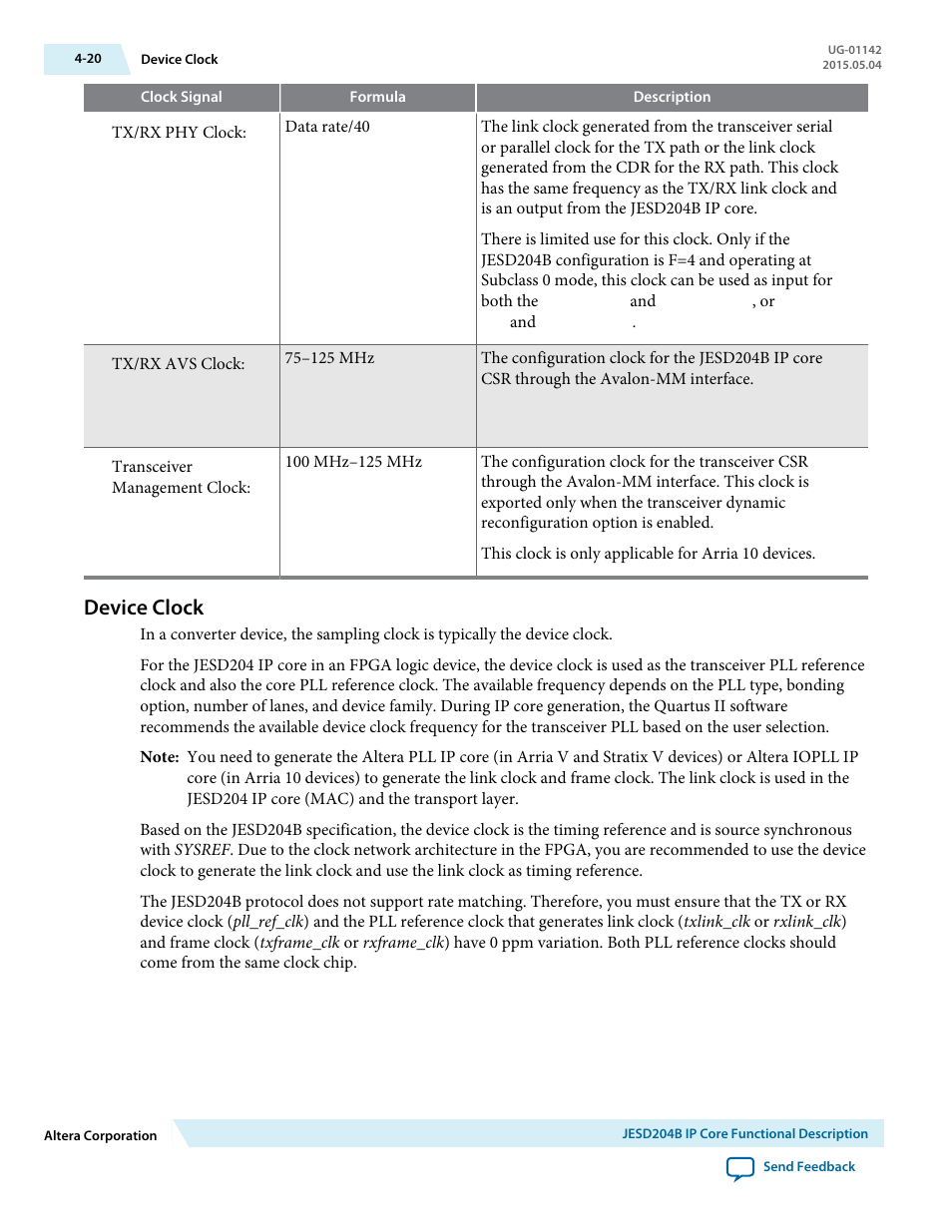 Device clock, Device clock -20 | Altera JESD204B IP User Manual | Page 57 / 158