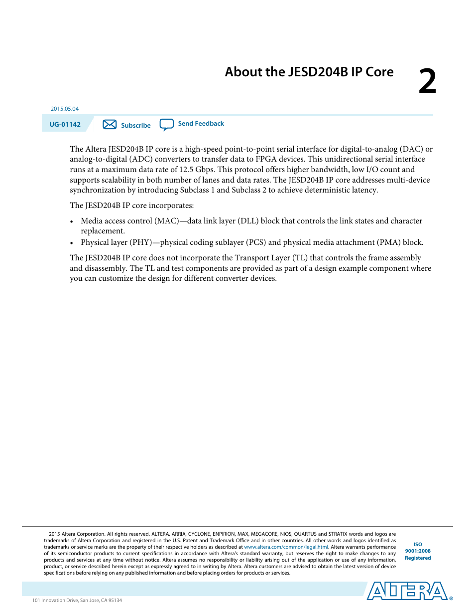 About the jesd204b ip core, About the jesd204b ip core -1 | Altera JESD204B IP User Manual | Page 6 / 158