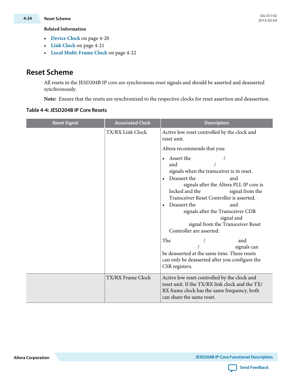 Reset scheme, Reset scheme -24 | Altera JESD204B IP User Manual | Page 61 / 158