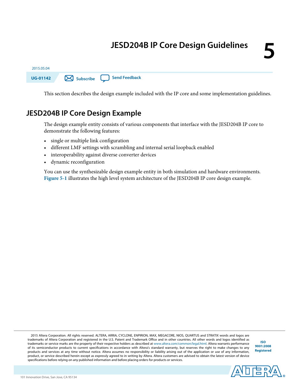 Jesd204b ip core design guidelines, Jesd204b ip core design example, Jesd204b ip core design guidelines -1 | Jesd204b ip core design example -1 | Altera JESD204B IP User Manual | Page 82 / 158