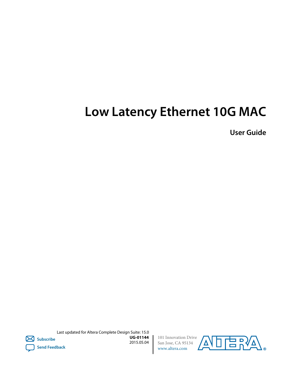 Altera Low Latency Ethernet 10G MAC User Manual | 109 pages